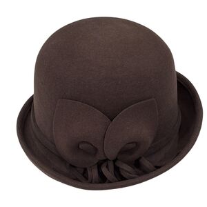 VTG 1920s Style~Womens Wool Felted Cloche Hat~Brown Bowler Church Hat~Lagenlook